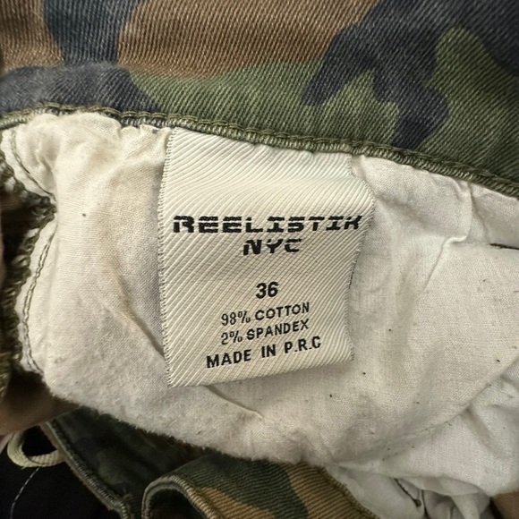 REELISTIK NYC ~ Men’s Camo Patched Cargo Pants Army Green Jeans ~ Size 36 - Picture 8 of 15